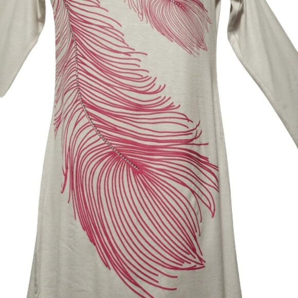 White Mini Dress Tunic Top with Sequin Embellished White Feather - Picture 2 of 13